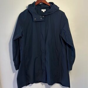 Pure Jill Rain Jacket Zip Up Hooded Black Size Large